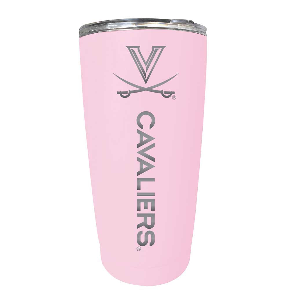 Virginia Cavaliers Etched 16 Oz Stainless Steel Tumbler (Gray) - Pink