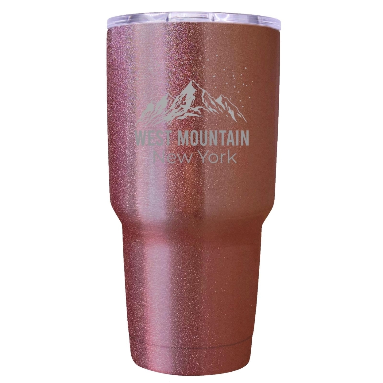 West Mountain New York Ski Snowboard Winter Souvenir Laser Engraved 24 Oz Insulated Stainless Steel Tumbler - Rose Gold