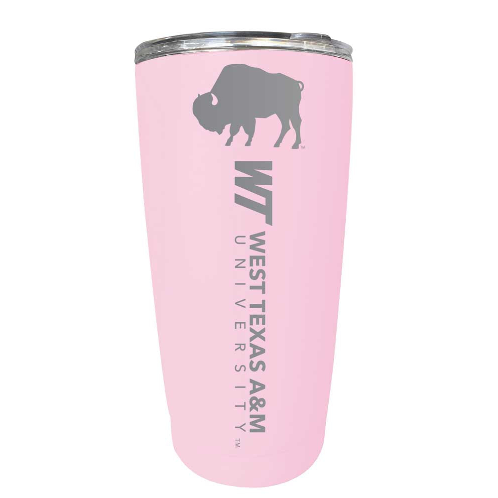 West Texas A&M Buffaloes Etched 16 Oz Stainless Steel Tumbler (Gray) - Pink