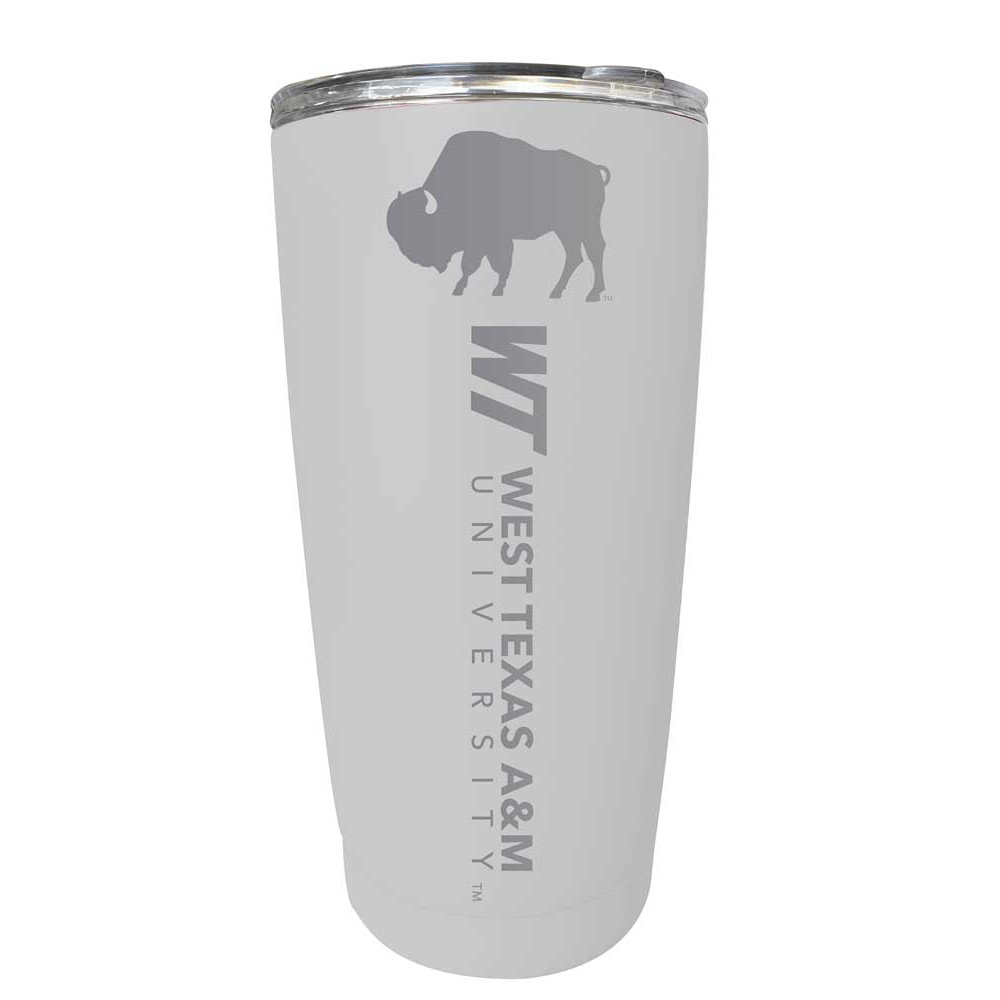 West Texas A&M Buffaloes Etched 16 Oz Stainless Steel Tumbler (Choose Your Color) - White