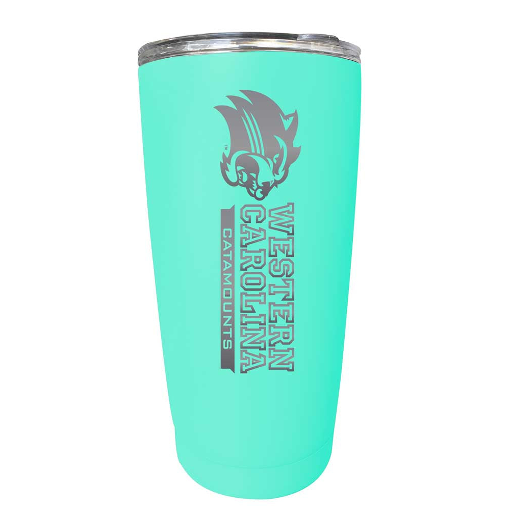 Western Carolina University Etched 16 Oz Stainless Steel Tumbler (Choose Your Color) - Seafoam