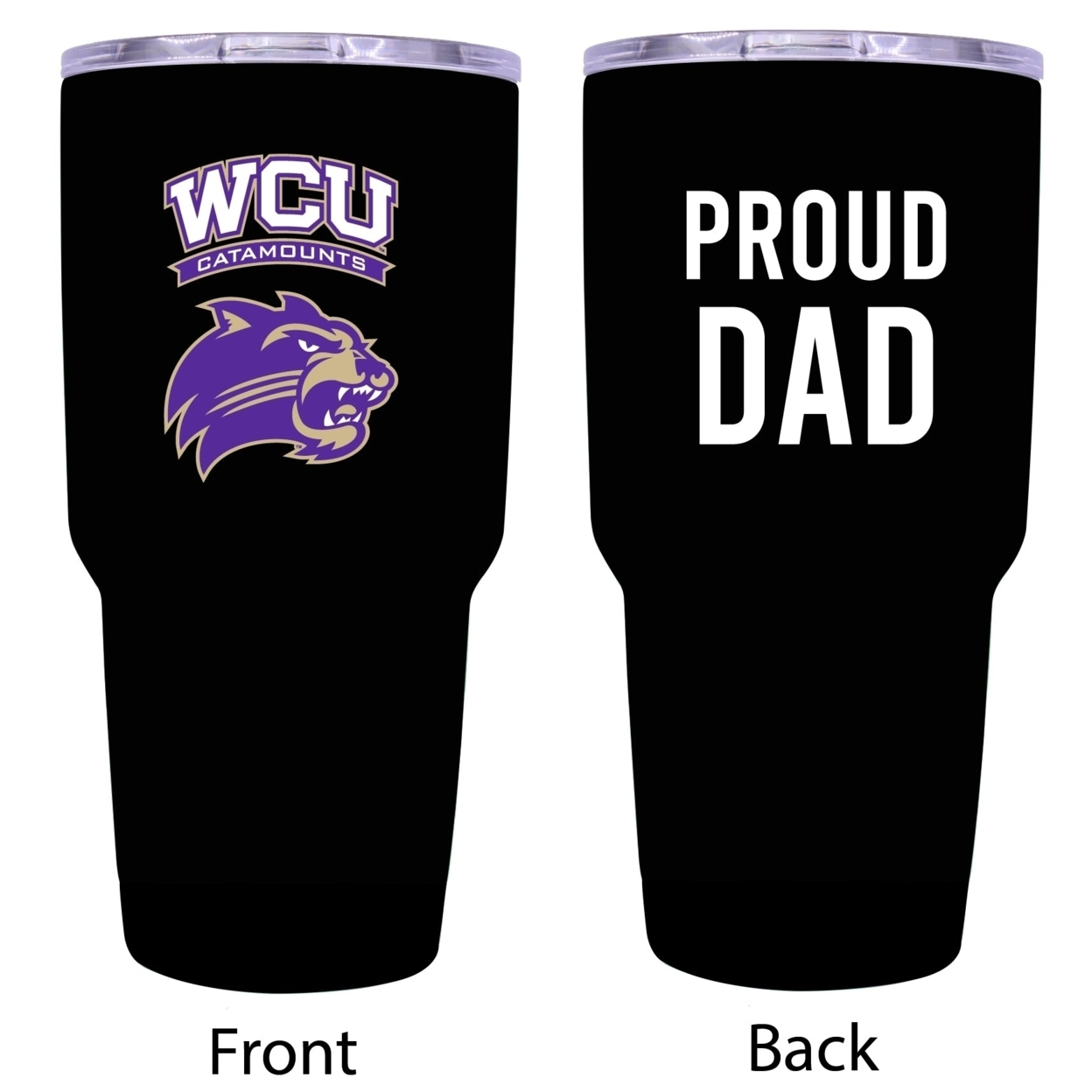 Western Carolina University Proud Dad 24 Oz Insulated Stainless Steel Tumblers Choose Your Color. - Black