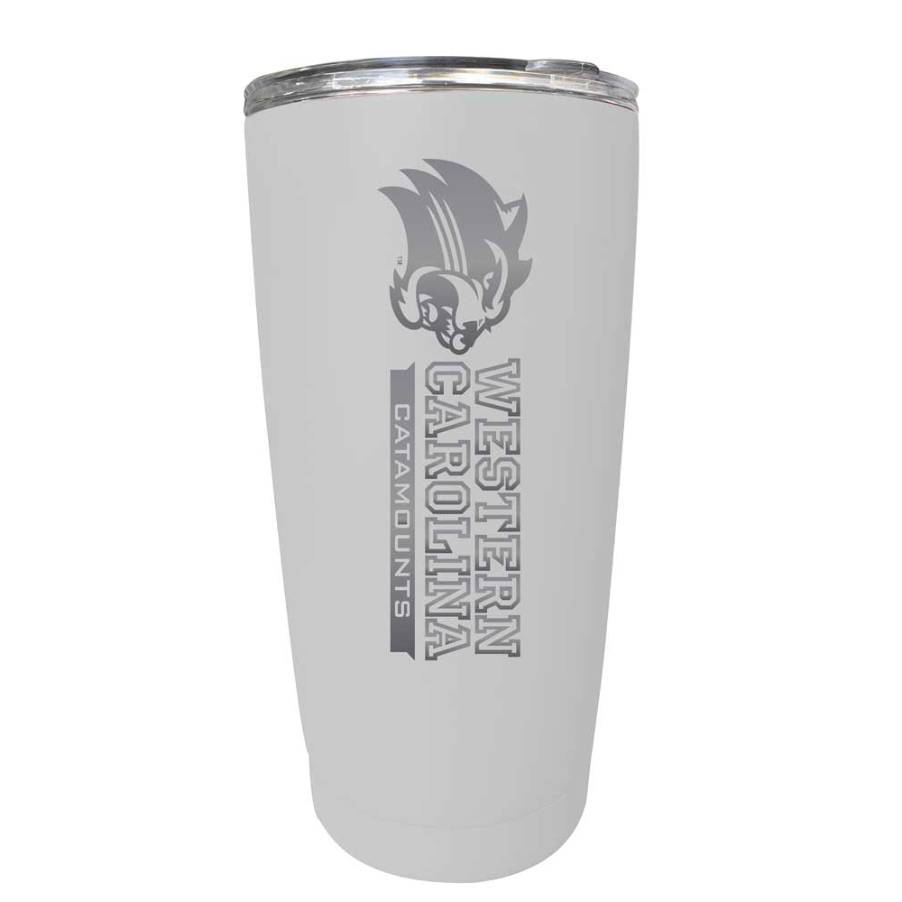 Western Carolina University Etched 16 Oz Stainless Steel Tumbler (Choose Your Color) - White