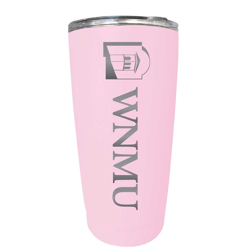 Western New Mexico University Etched 16 Oz Stainless Steel Tumbler (Gray) - Pink