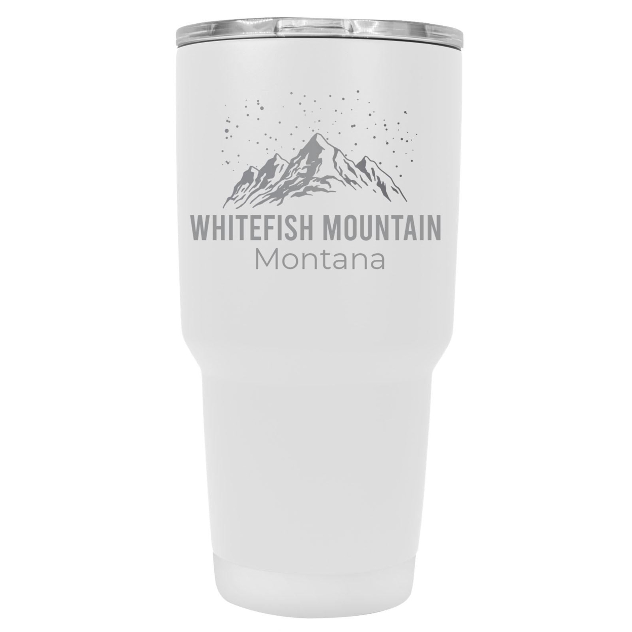 Whitefish Mountain Montana Ski Snowboard Winter Souvenir Laser Engraved 24 Oz Insulated Stainless Steel Tumbler - White