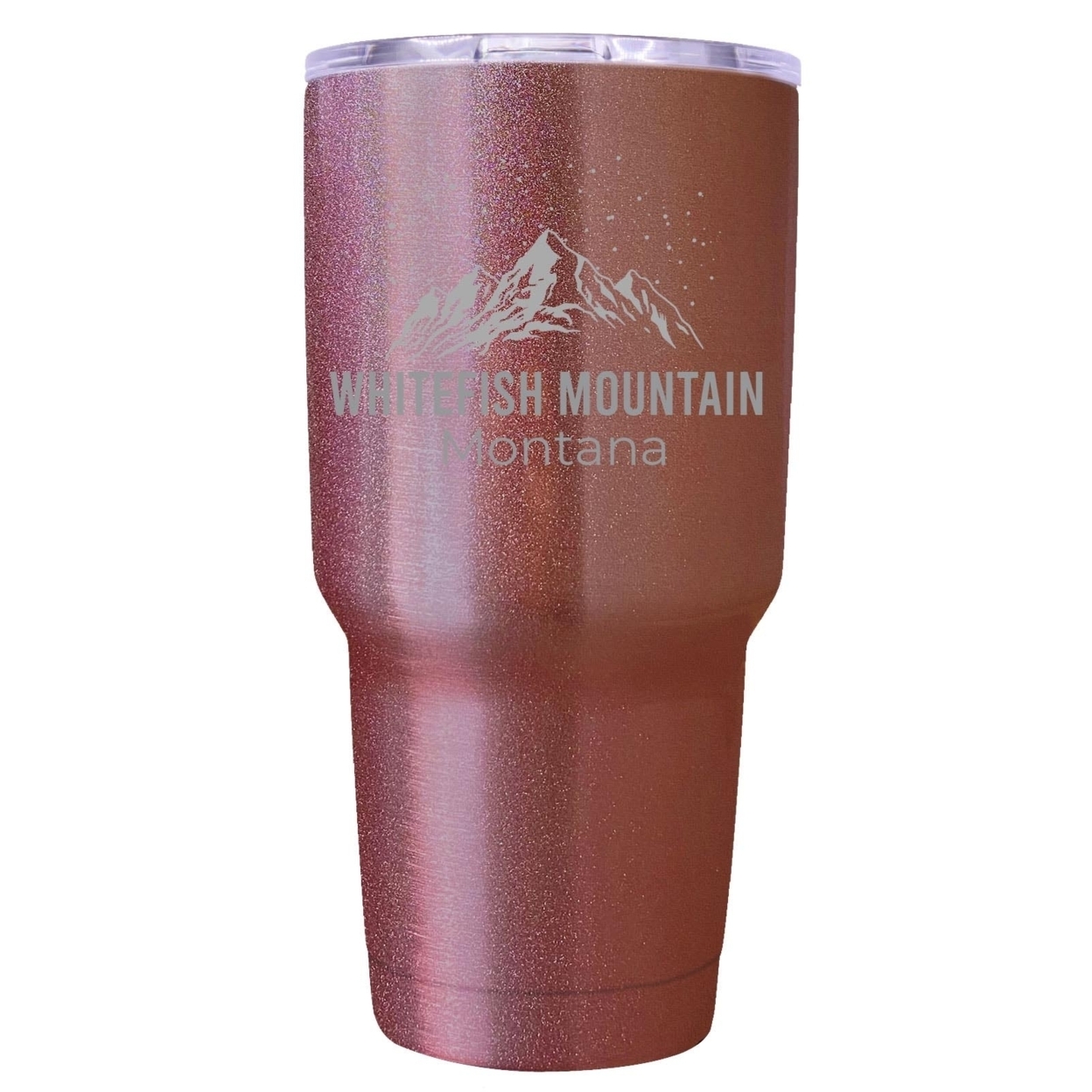 Whitefish Mountain Montana Ski Snowboard Winter Souvenir Laser Engraved 24 Oz Insulated Stainless Steel Tumbler - Rose Gold