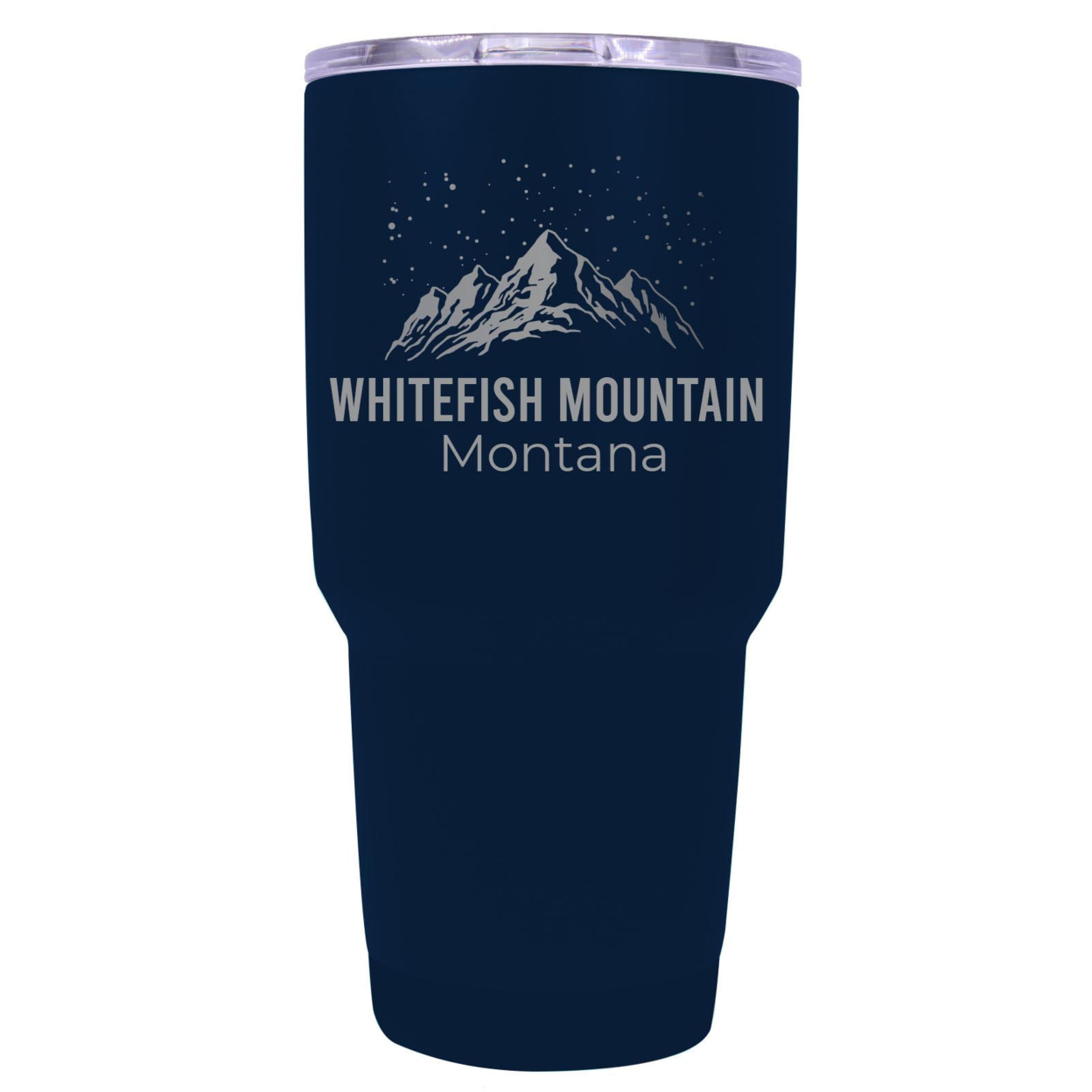 Whitefish Mountain Montana Ski Snowboard Winter Souvenir Laser Engraved 24 Oz Insulated Stainless Steel Tumbler - Navy