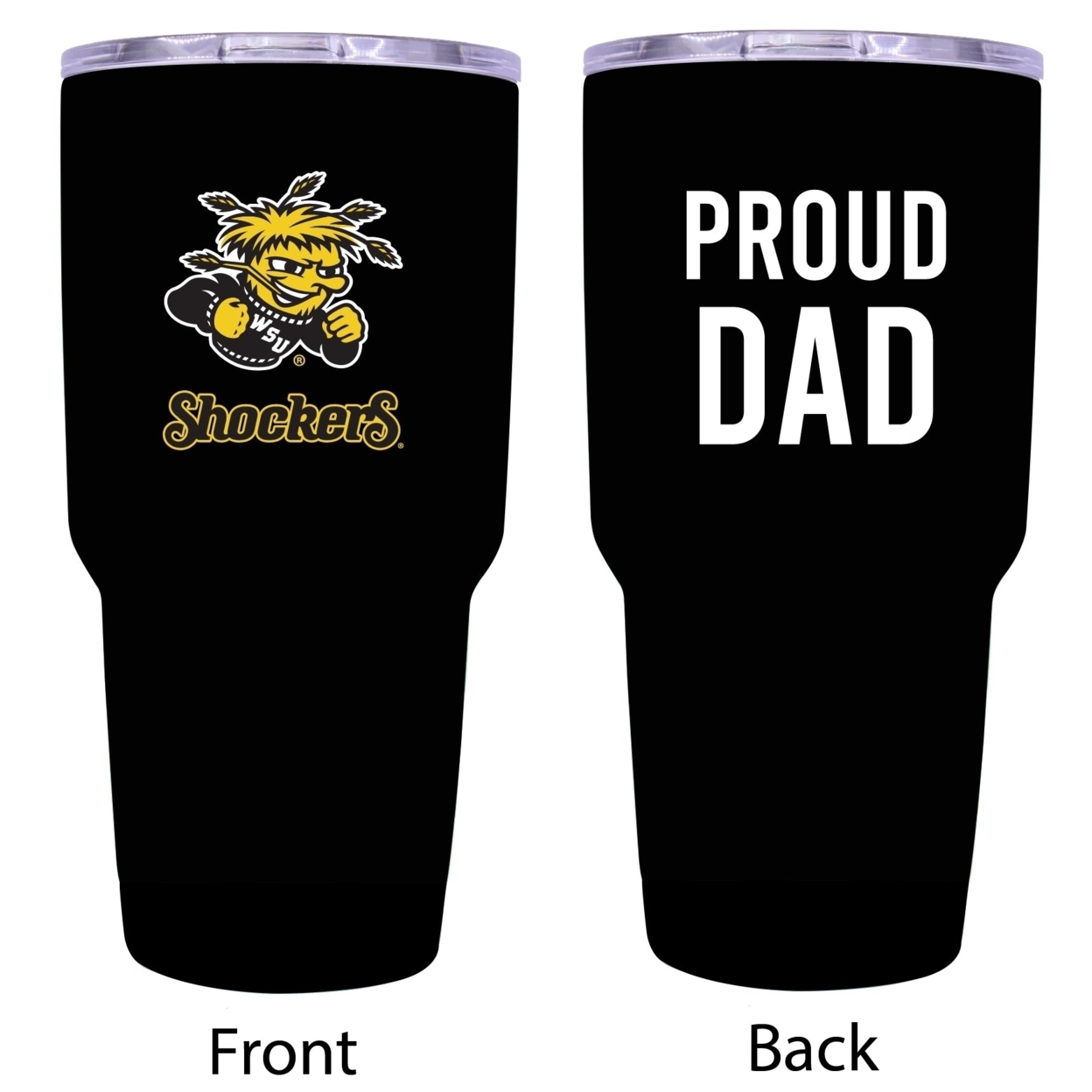 Wichita State Shockers Proud Dad 24 Oz Insulated Stainless Steel Tumblers Choose Your Color. - Black