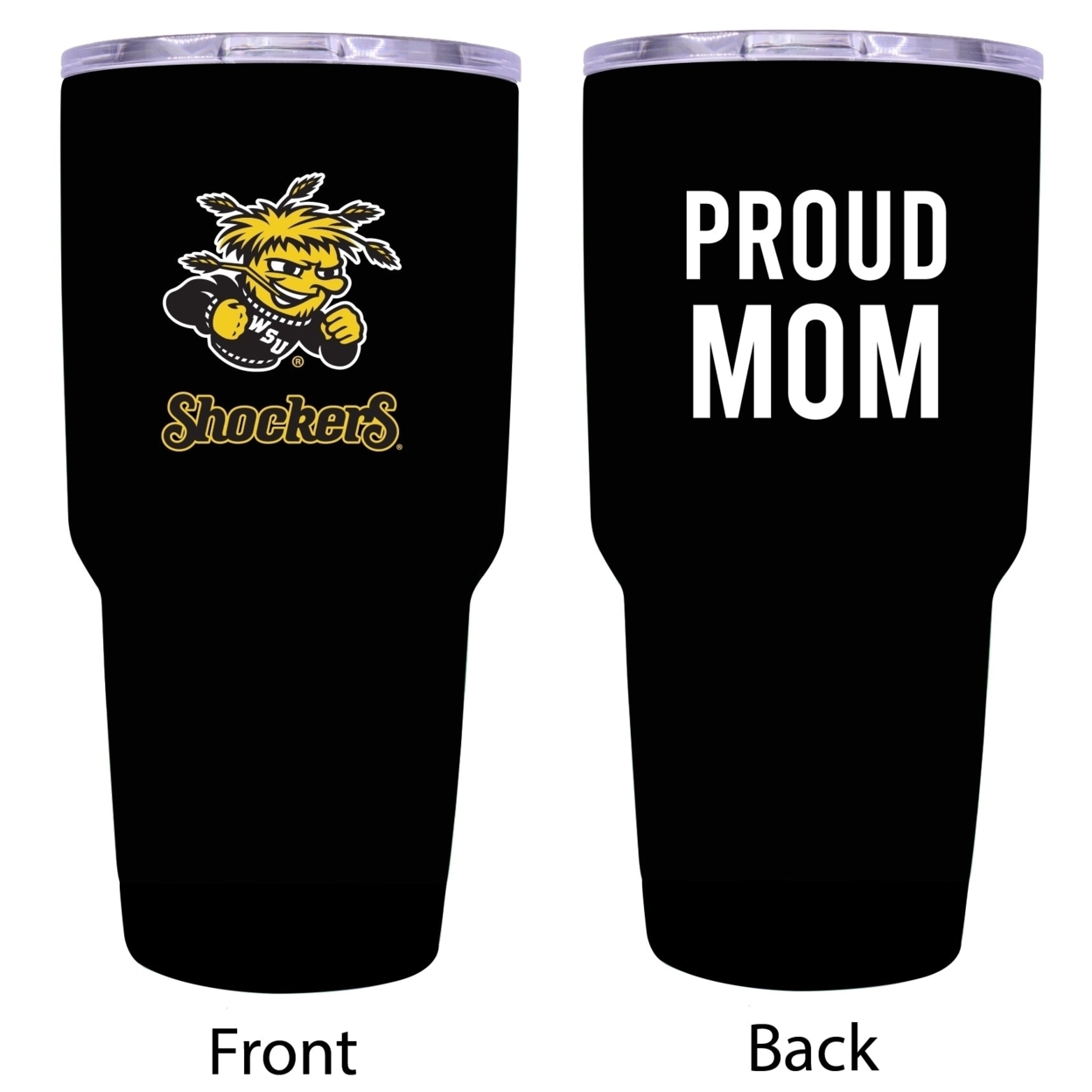 Wichita State Shockers Proud Mom 24 Oz Insulated Stainless Steel Tumblers Choose Your Color. - Black