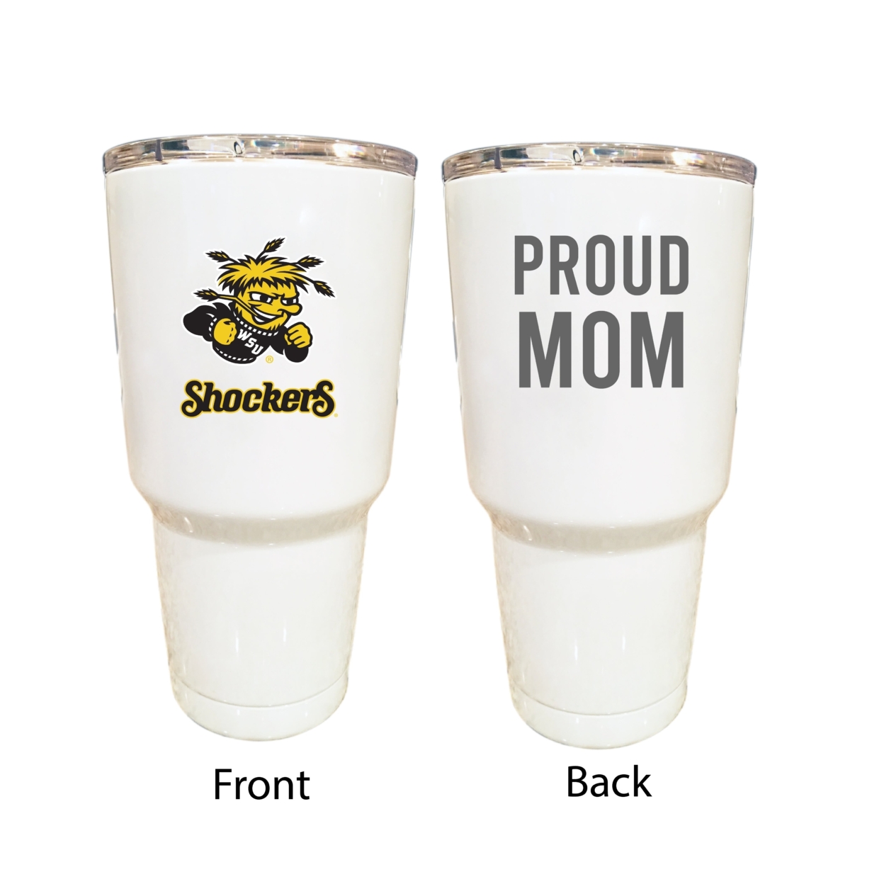 Wichita State Shockers Proud Mom 24 Oz Insulated Stainless Steel Tumblers Choose Your Color. - White