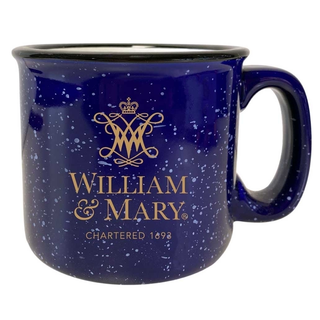 William And Mary Speckled Ceramic Camper Coffee Mug - Choose Your Color - Navy