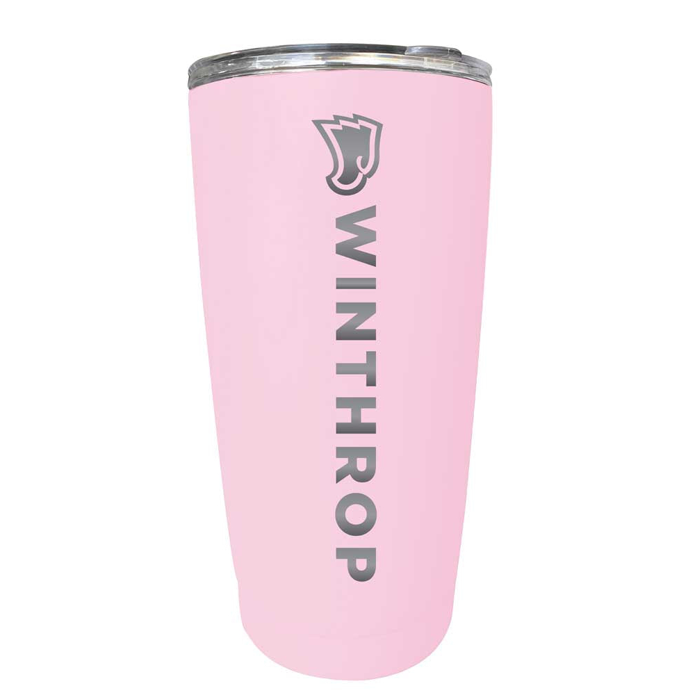 Winthrop University Etched 16 Oz Stainless Steel Tumbler (Gray) - Pink