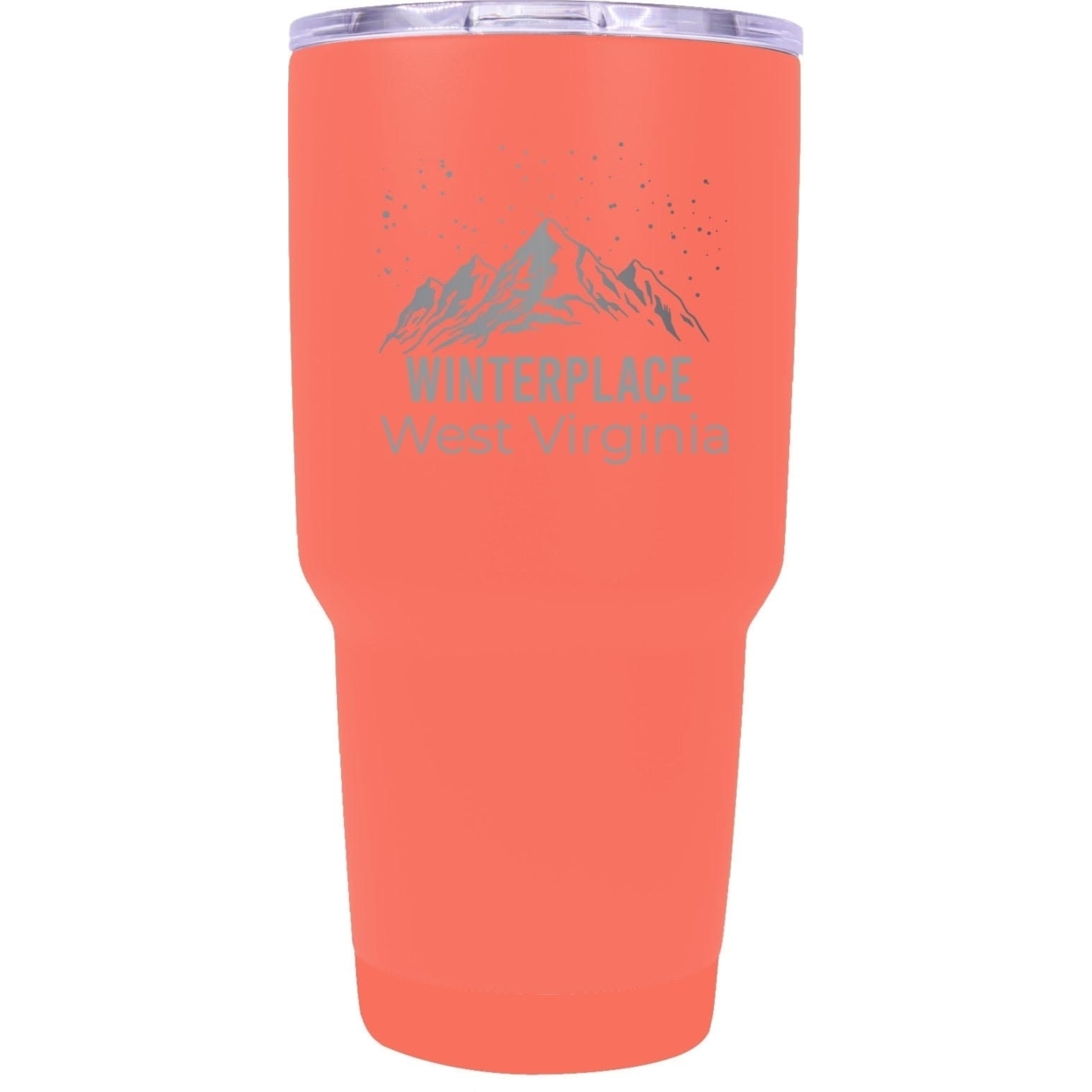 Winterplace West Virginia Ski Snowboard Winter Souvenir Laser Engraved 24 Oz Insulated Stainless Steel Tumbler - Coral