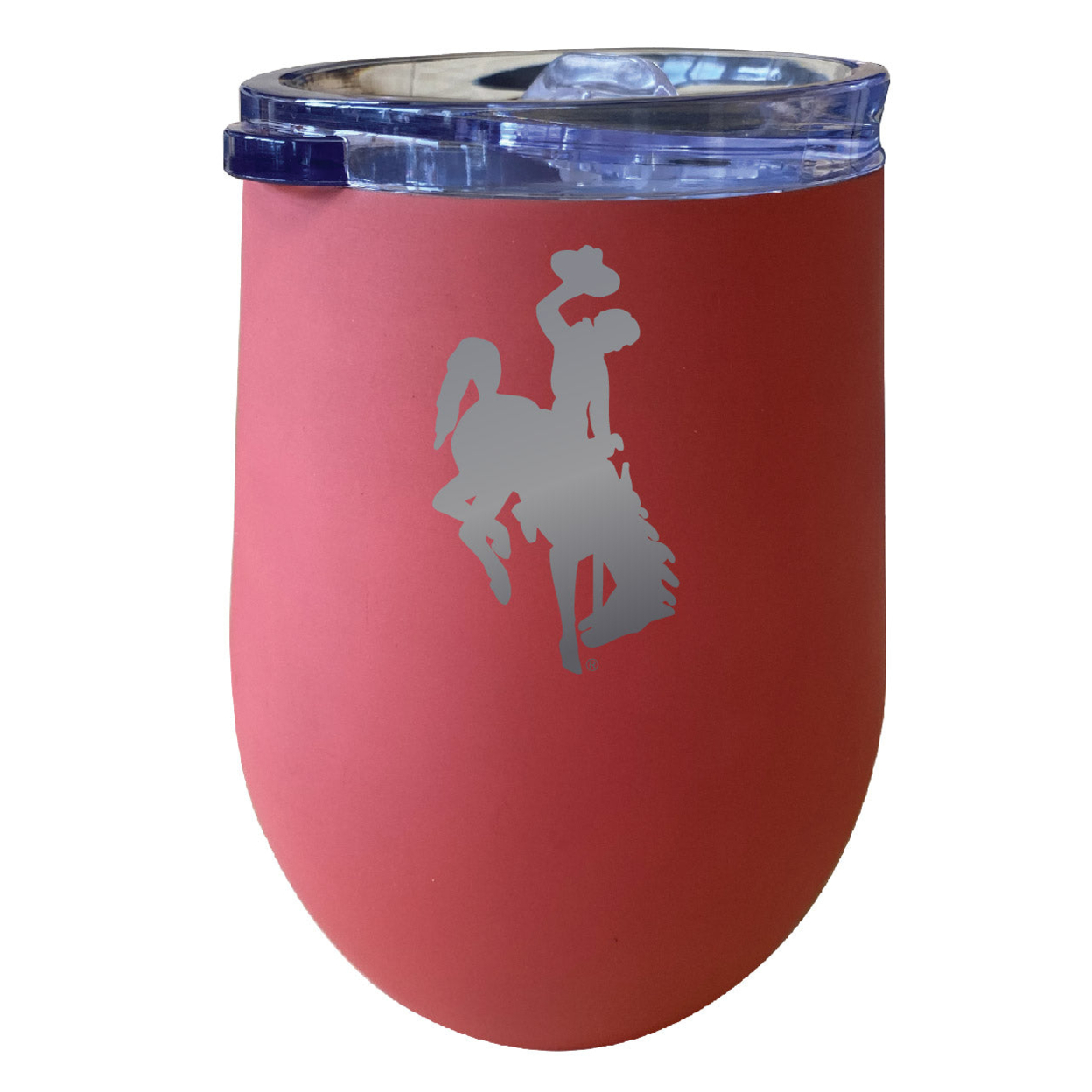 Wyoming Cowboys 12 Oz Etched Insulated Wine Stainless Steel Tumbler - Choose Your Color - Coral