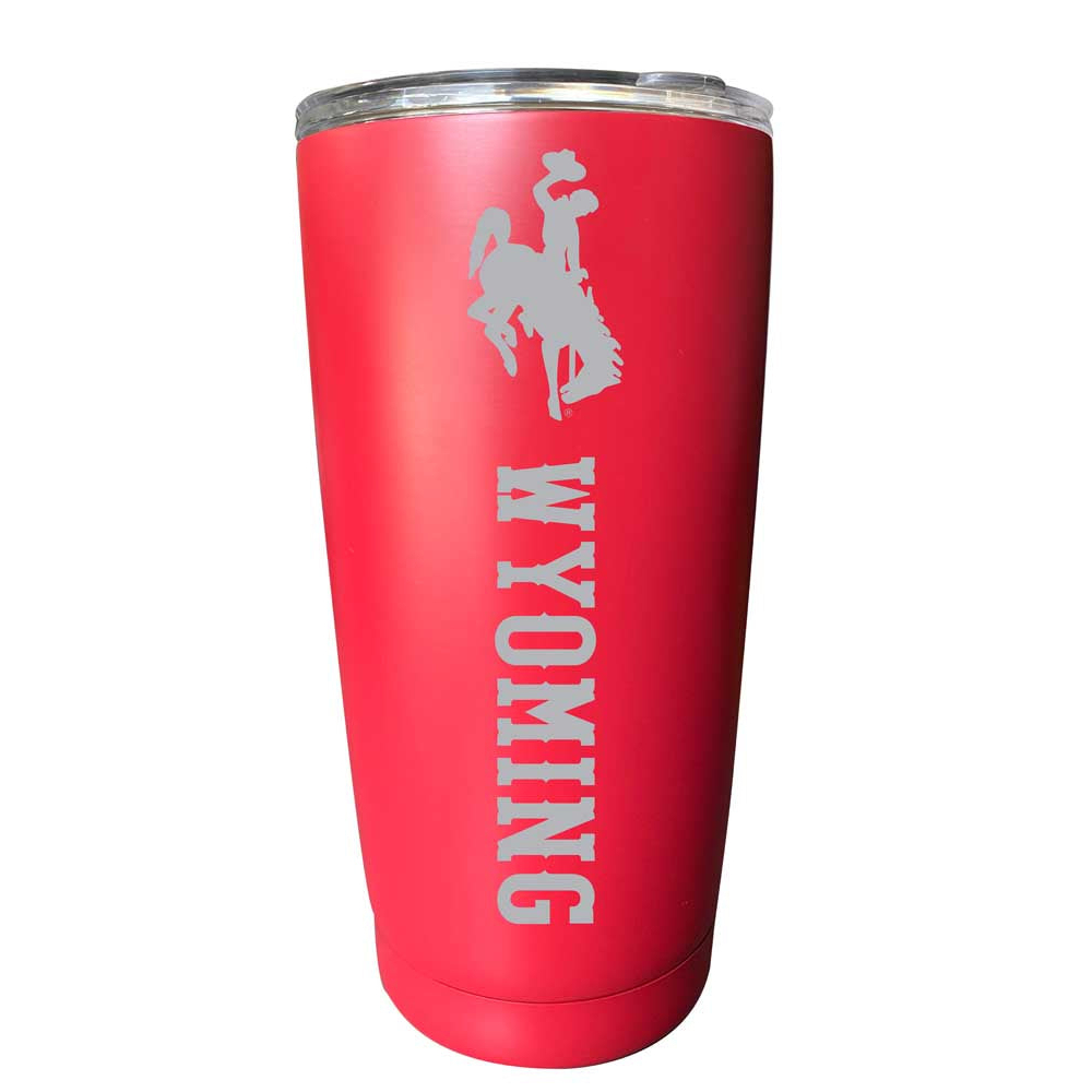 Wyoming Cowboys Etched 16 Oz Stainless Steel Tumbler (Choose Your Color) - White