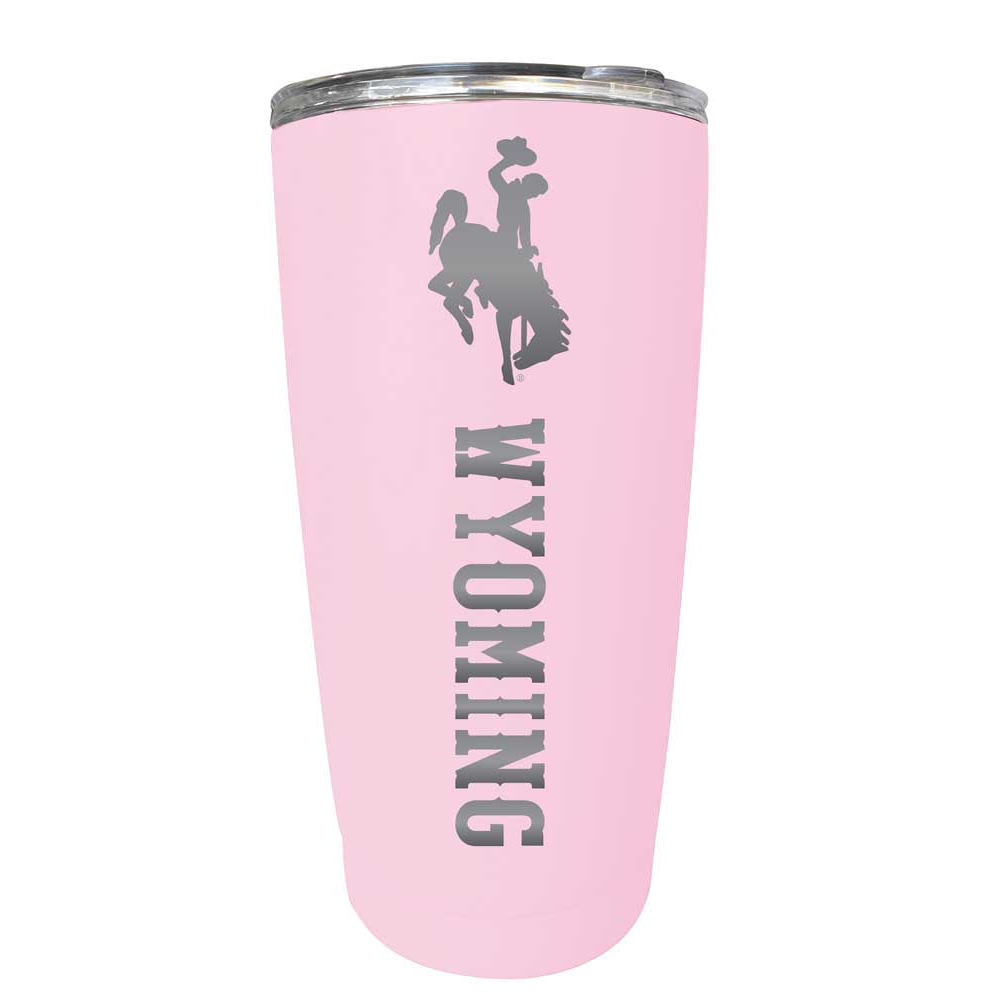 Wyoming Cowboys Etched 16 Oz Stainless Steel Tumbler (Gray) - Pink
