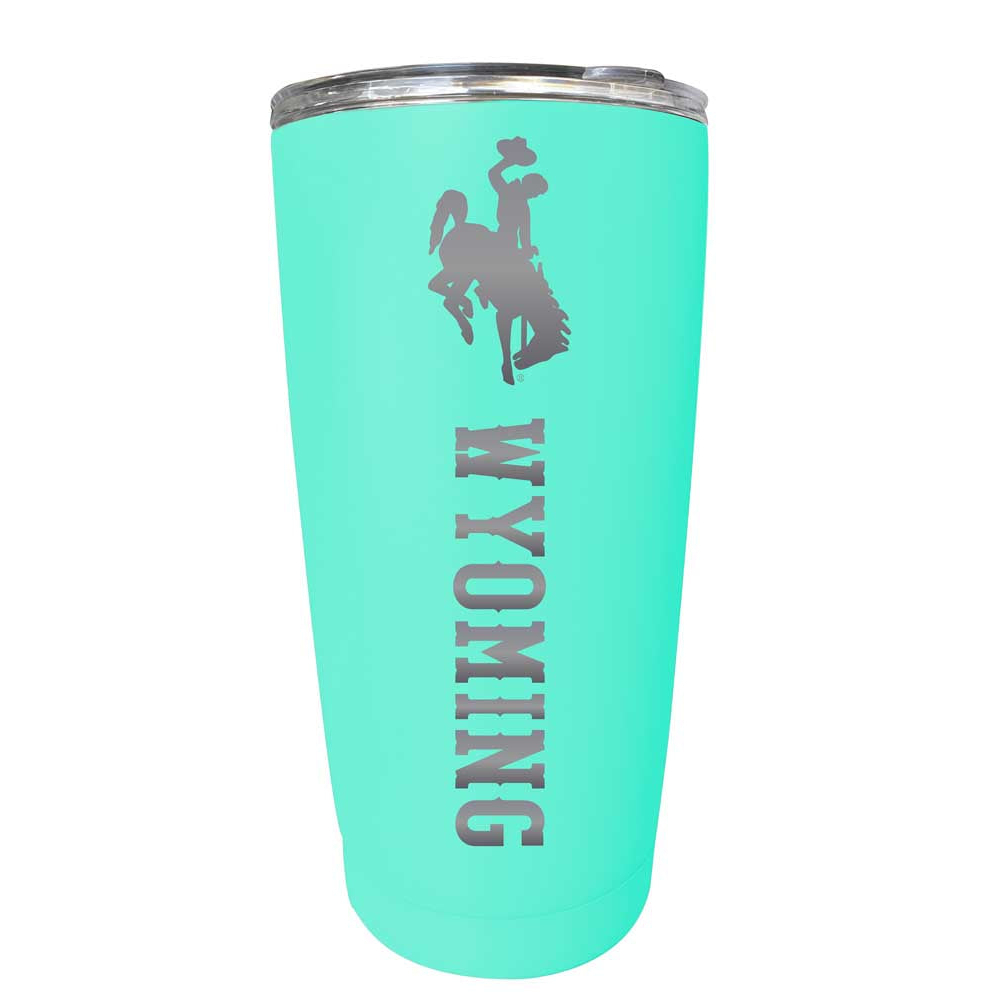 Wyoming Cowboys Etched 16 Oz Stainless Steel Tumbler (Choose Your Color) - Navy