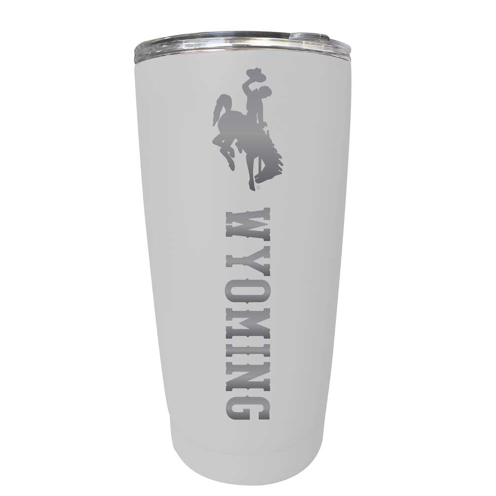 Wyoming Cowboys Etched 16 Oz Stainless Steel Tumbler (Choose Your Color) - White