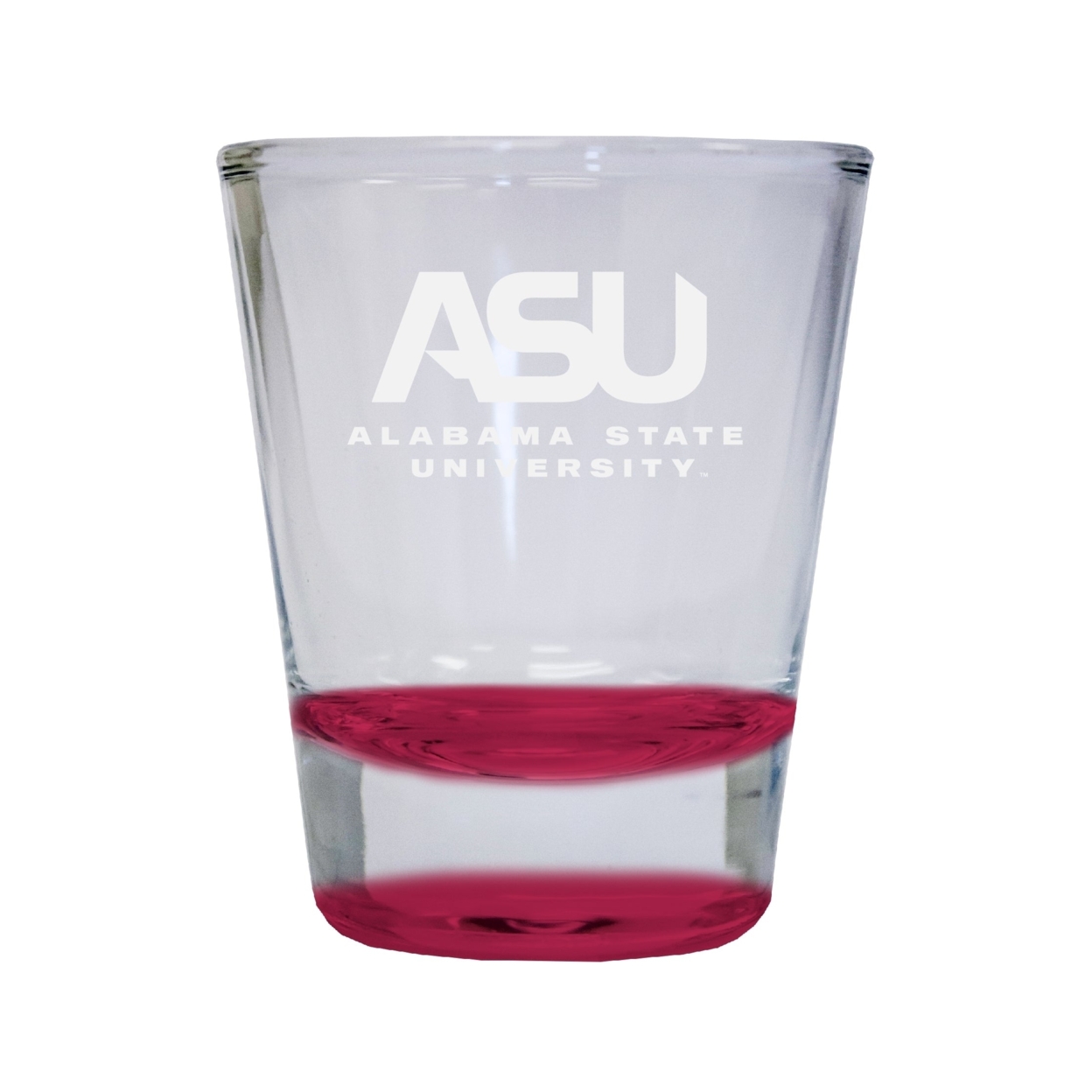 Alabama State University Etched Round Shot Glass 2 Oz Red