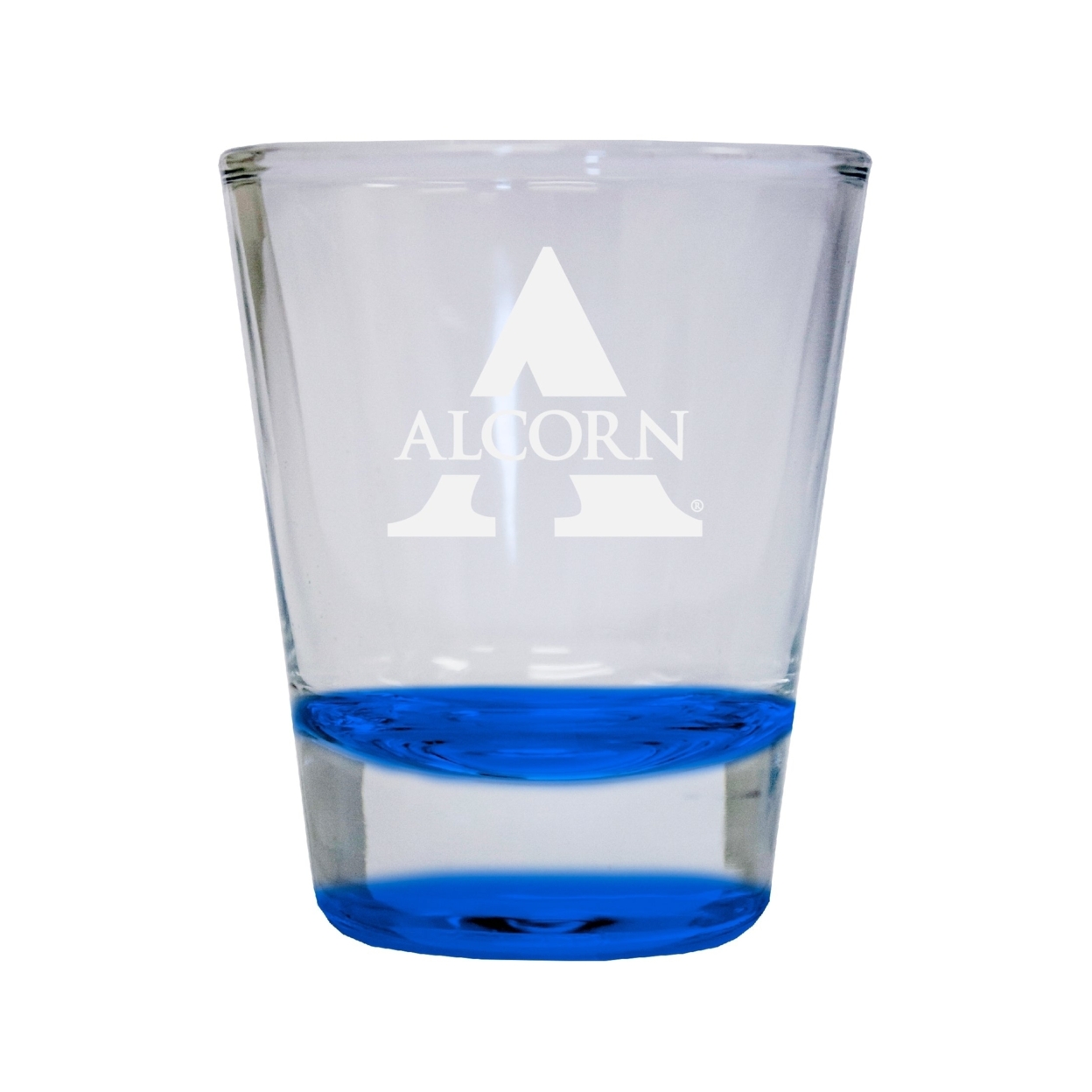 Alcorn State Braves Etched Round Shot Glass 2 Oz Blue