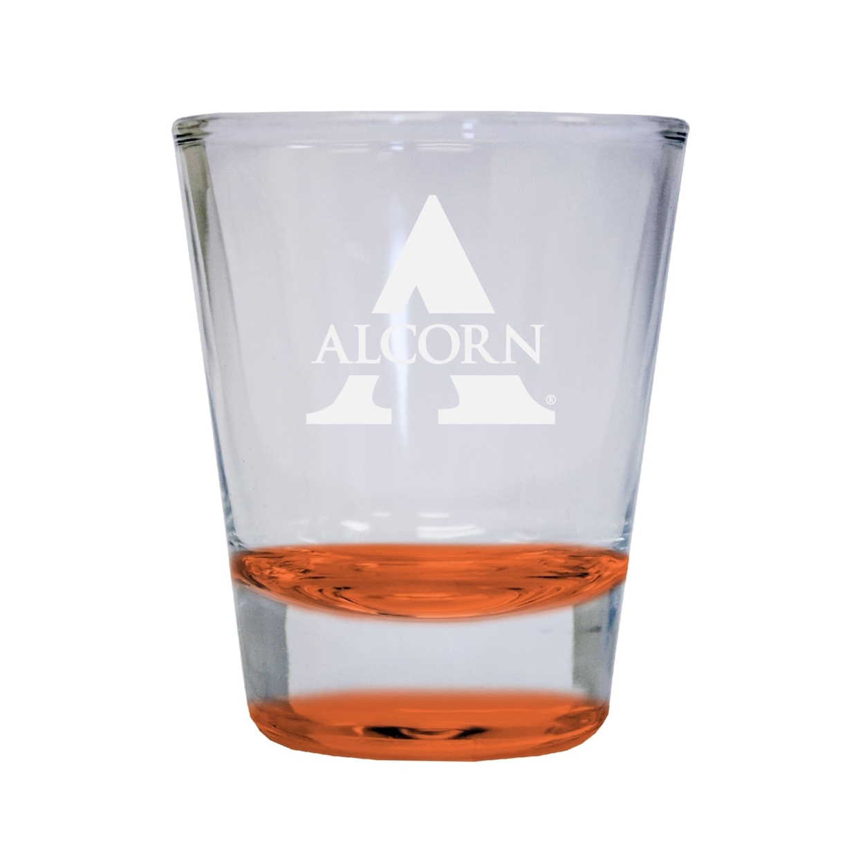 Alcorn State Braves Etched Round Shot Glass 2 Oz Orange
