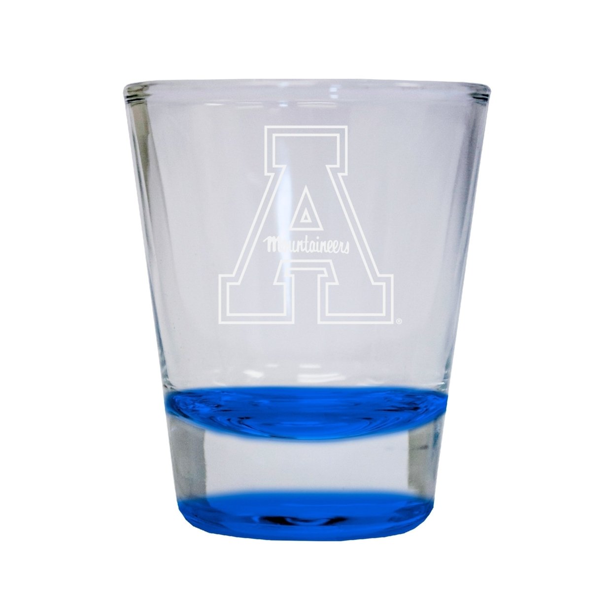 Appalachian State Etched Round Shot Glass 2 Oz Blue