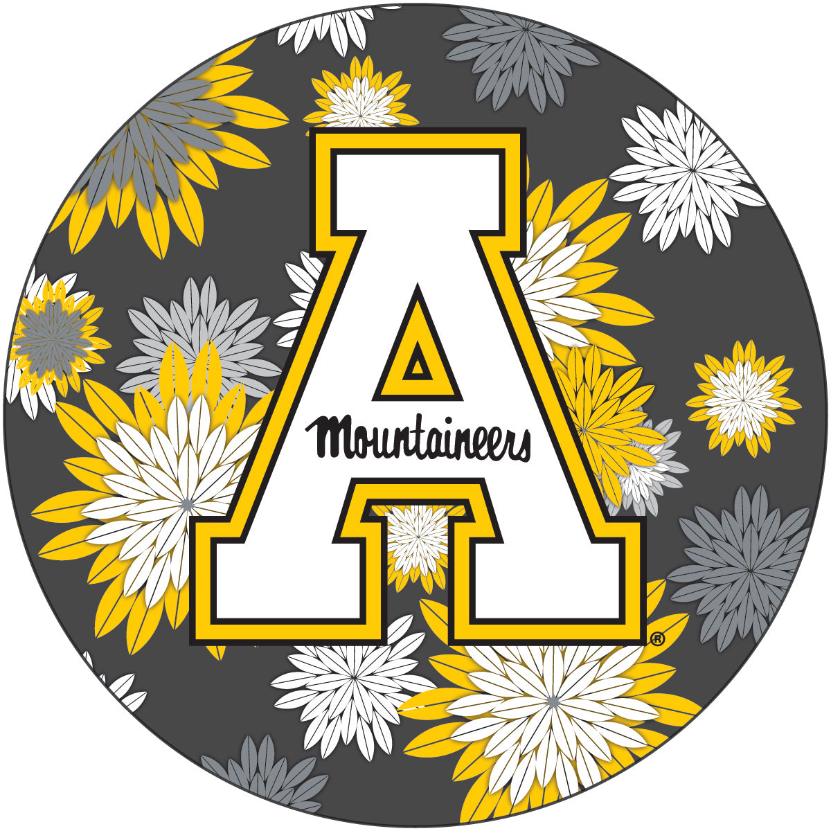 Appalachian State Mountaineers 4 Inch Round Floral Magnet