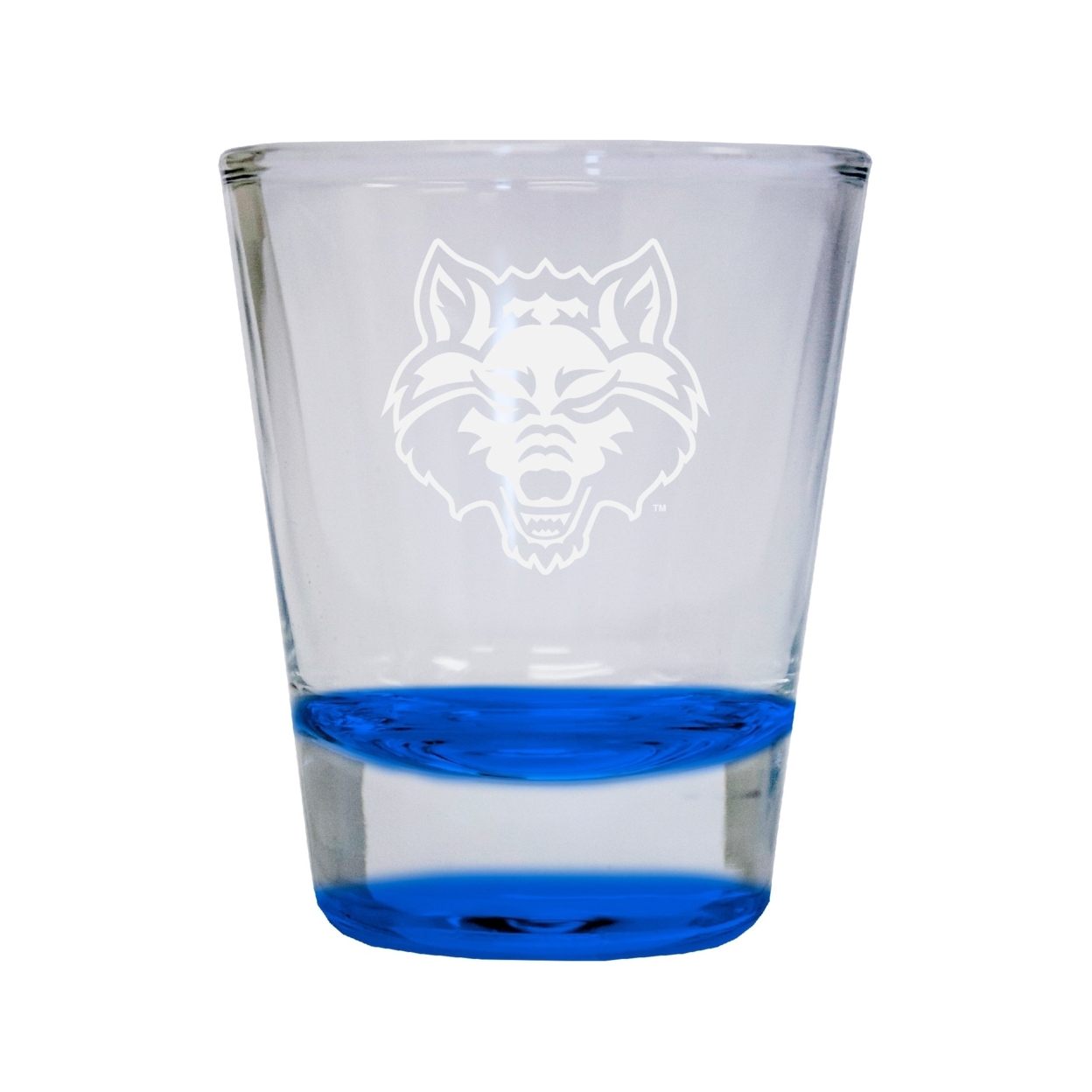Arkansas State Etched Round Shot Glass 2 Oz Blue