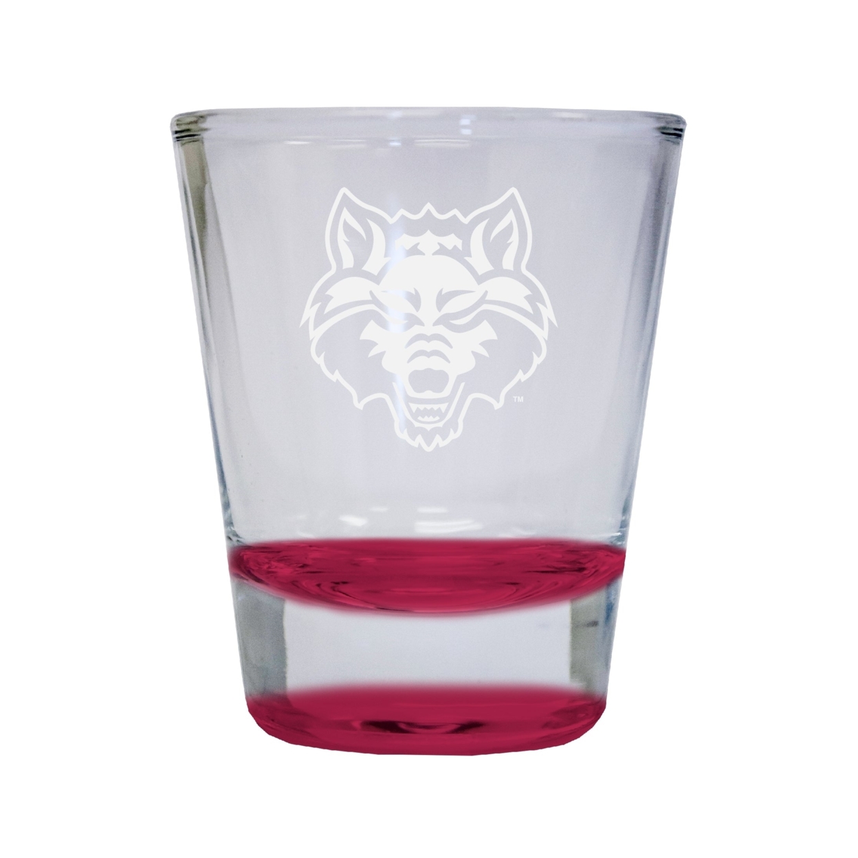 Arkansas State Etched Round Shot Glass 2 Oz Red