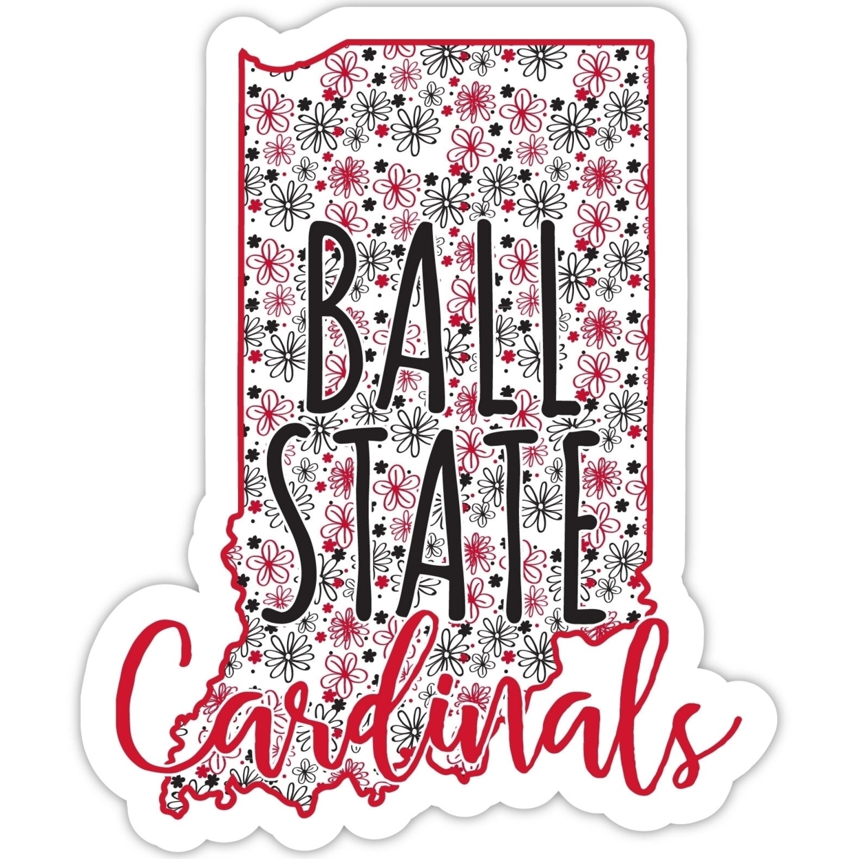 Ball State University Floral State Die Cut Decal 2-Inch