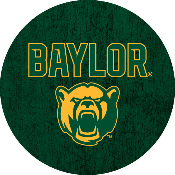 Baylor Bears Distressed Wood Grain 4 Inch Round Magnet