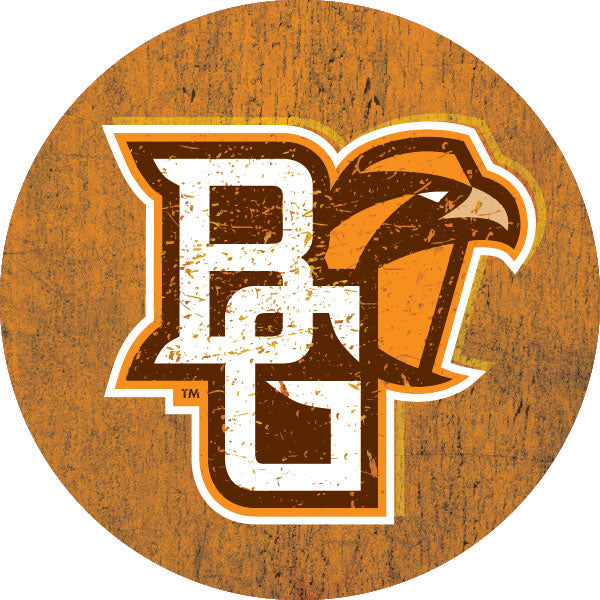 Bowling Green Falcons Distressed Wood Grain 4 Inch Round Magnet