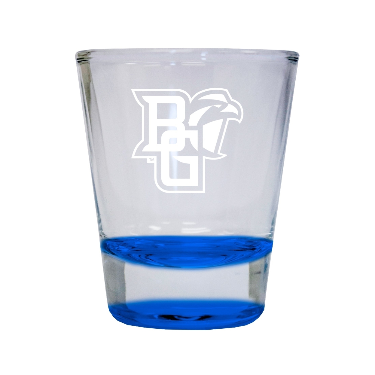 Bowling Green Falcons Etched Round Shot Glass 2 Oz Blue
