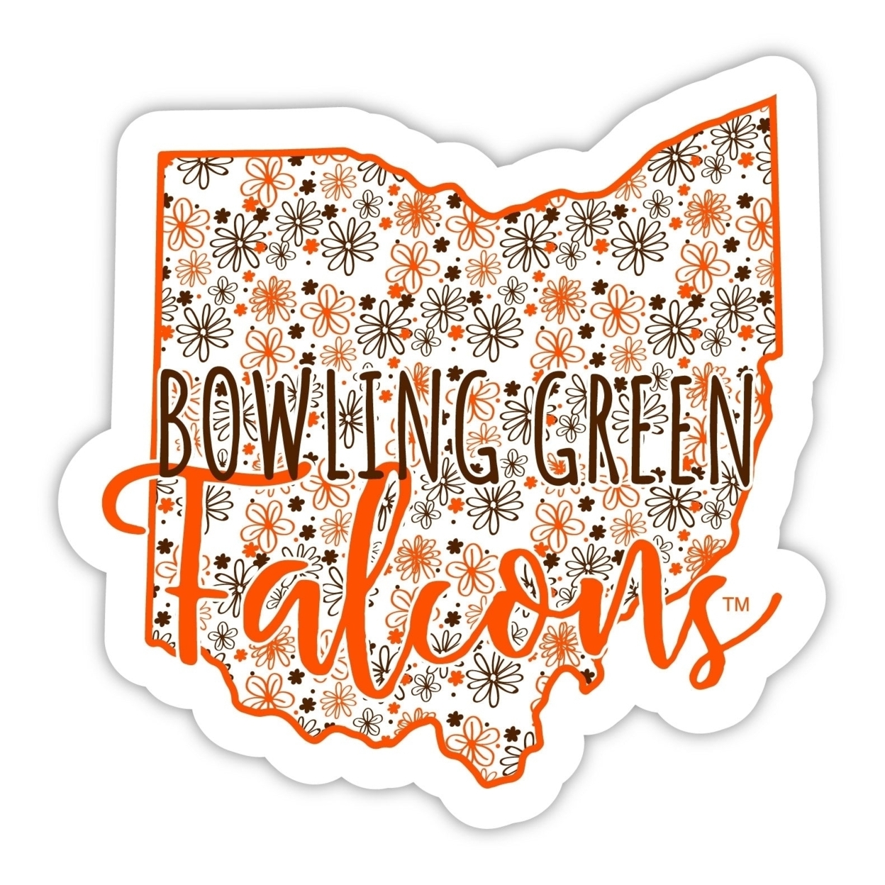 Bowling Green Falcons Floral State Die Cut Decal 2-Inch
