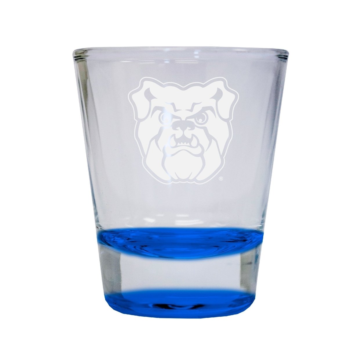Butler Bulldogs Etched Round Shot Glass 2 Oz Blue