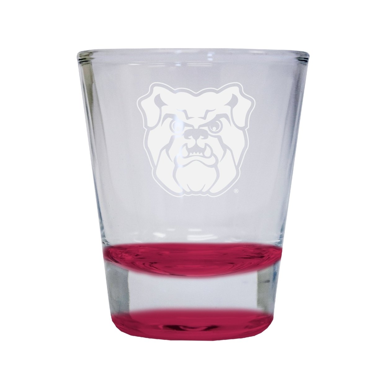 Butler Bulldogs Etched Round Shot Glass 2 Oz Red