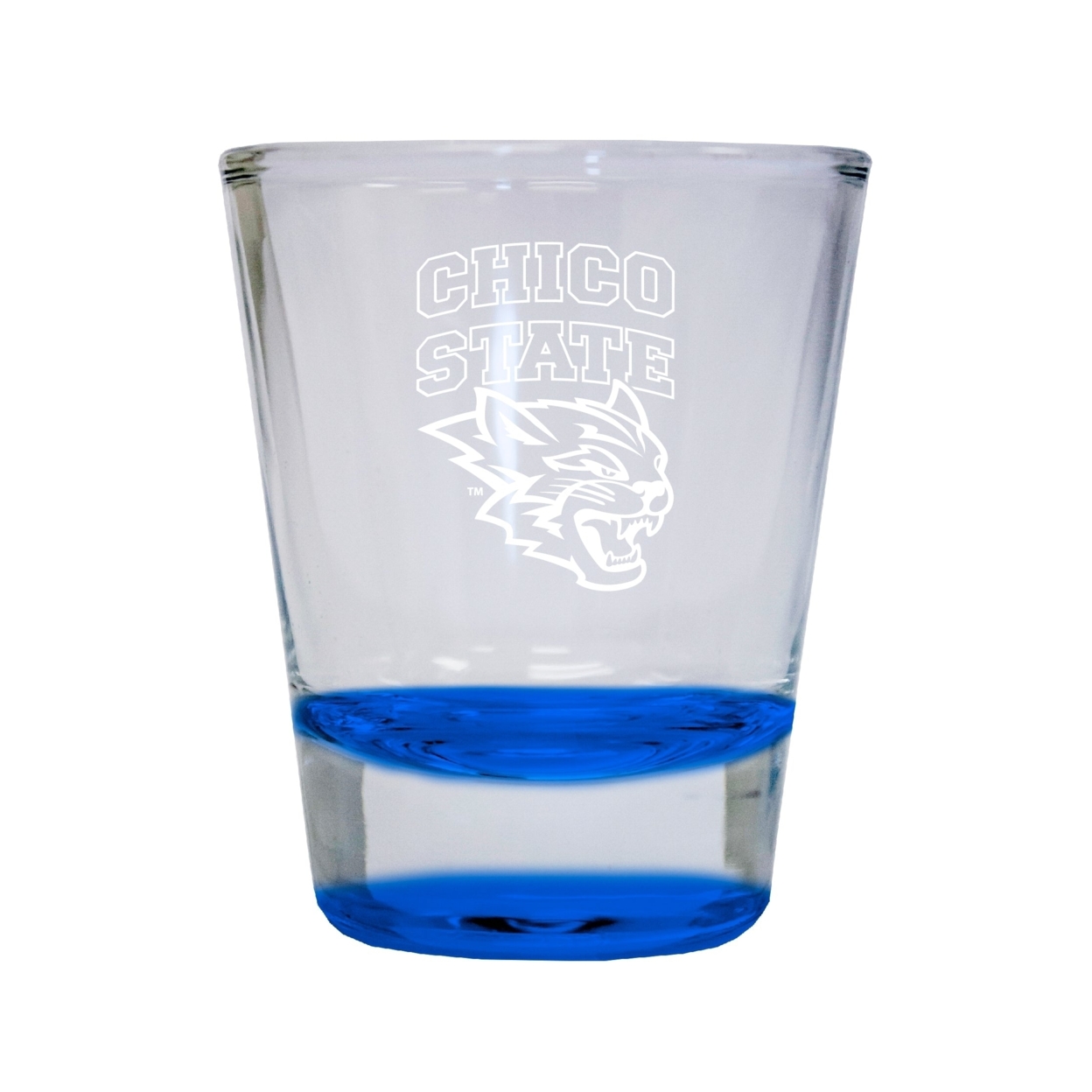 California State University, Chico Etched Round Shot Glass 2 Oz Blue
