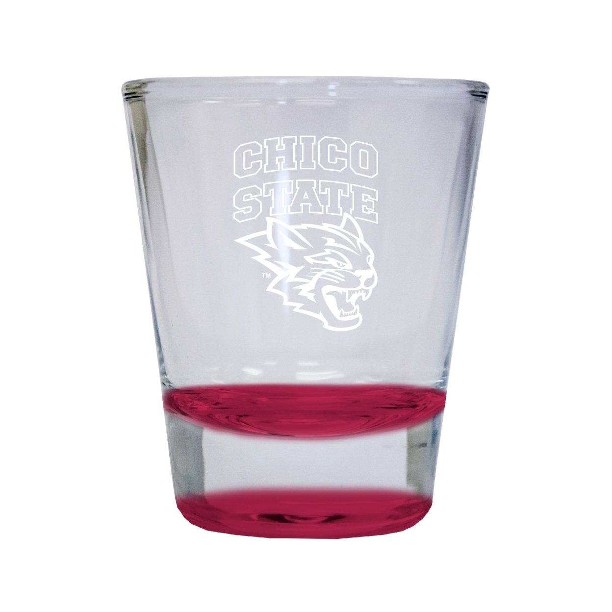 California State University, Chico Etched Round Shot Glass 2 Oz Red