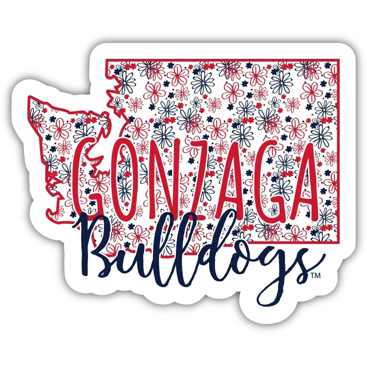 Gonzaga Bulldogs Floral State Die Cut Decal 2-Inch