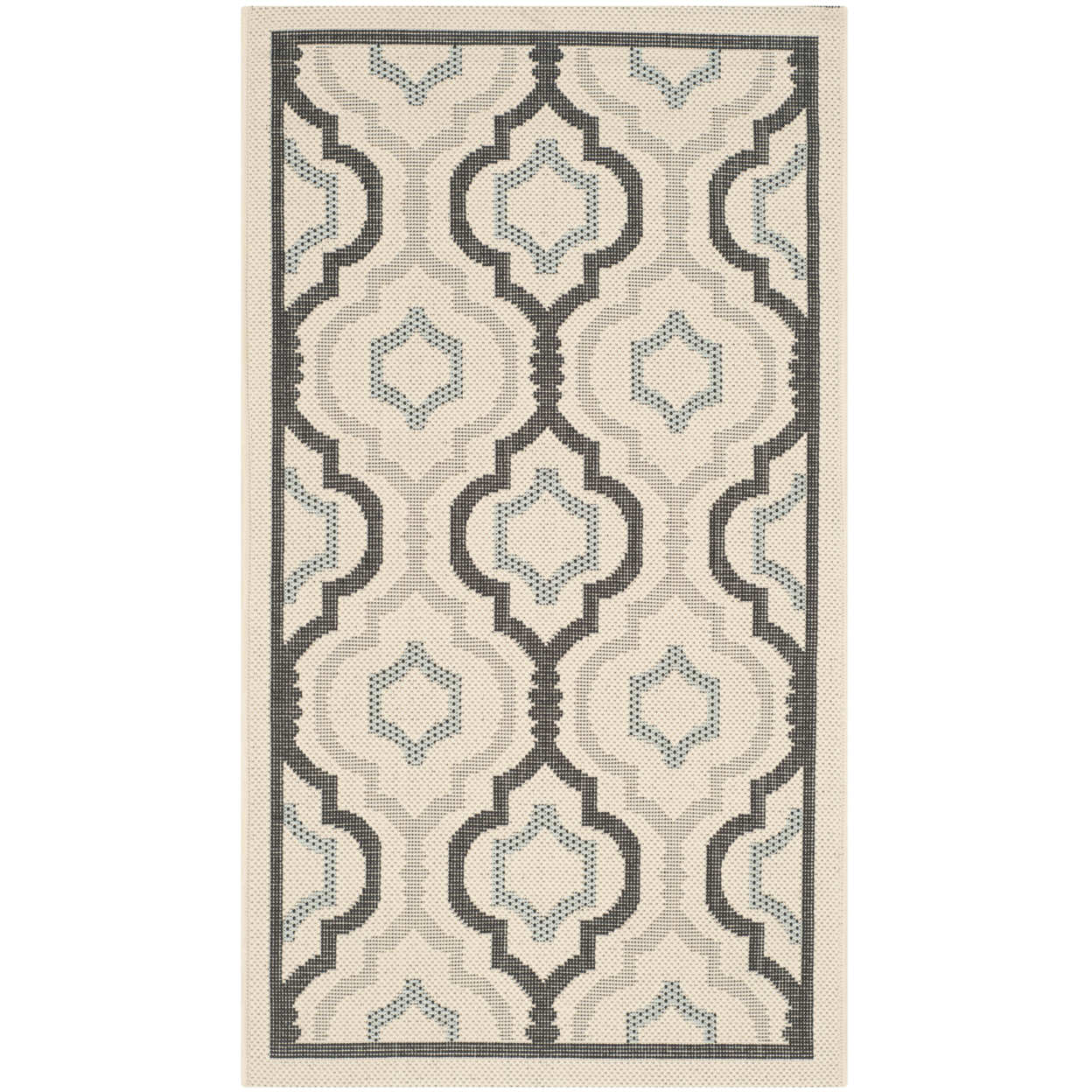 SAFAVIEH Outdoor CY7938-256A18 Courtyard Ivory / Black Rug - 7'-10 X 7'-10 Square