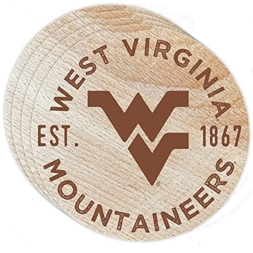 West Virginia Mountaineers Coasters Choice Of Marble Of Acrylic - Wood (4-Pack)