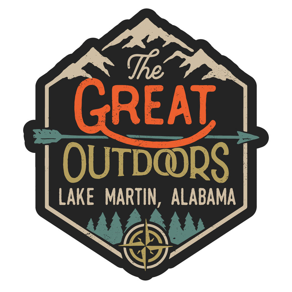 Lake Martin Alabama Souvenir Decorative Stickers (Choose Theme And Size) - 2-Inch, Great Outdoors