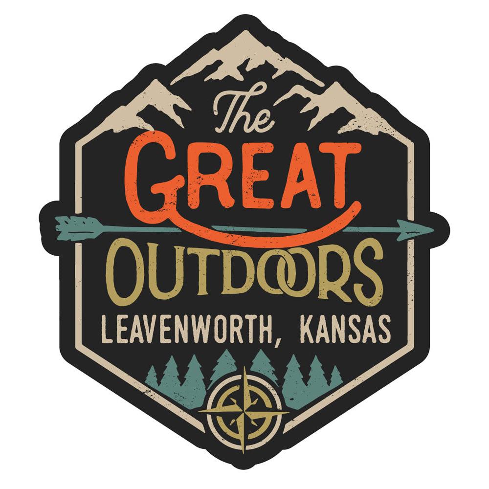 Leavenworth Kansas Souvenir Decorative Stickers (Choose Theme And Size) - 4-Inch, Great Outdoors