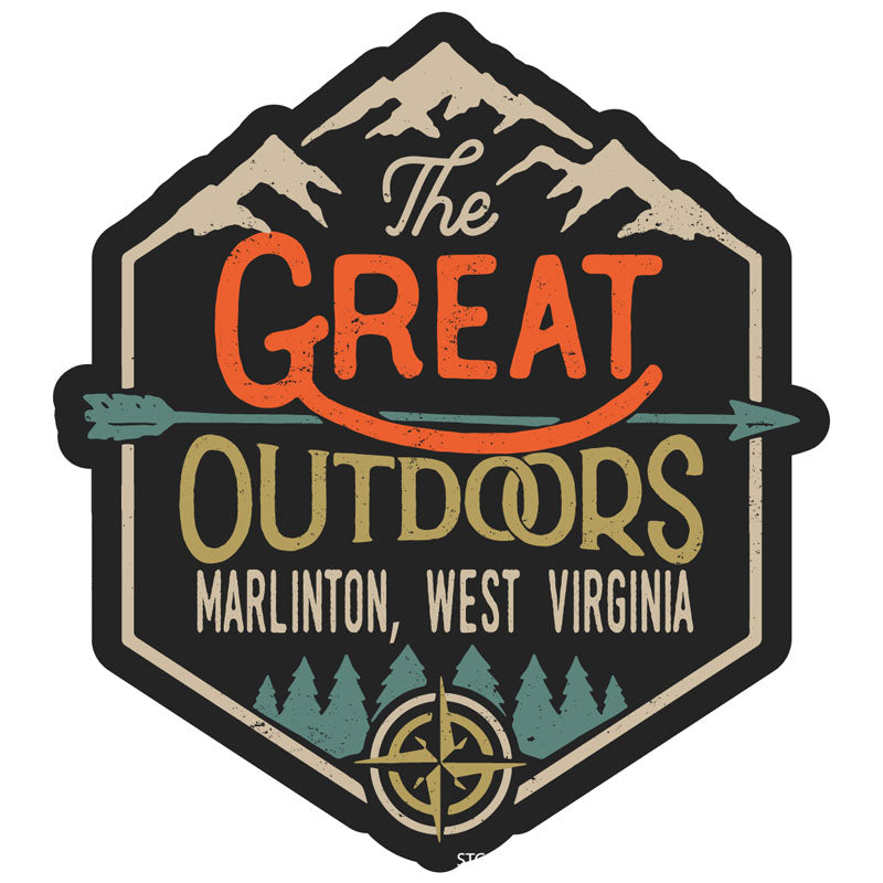 Marlinton West Virginia Souvenir Decorative Stickers (Choose Theme And Size) - 4-Inch, Great Outdoors