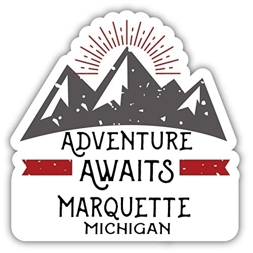 Marquette Michigan Souvenir Decorative Stickers (Choose Theme And Size) - 2-Inch, Adventures Awaits