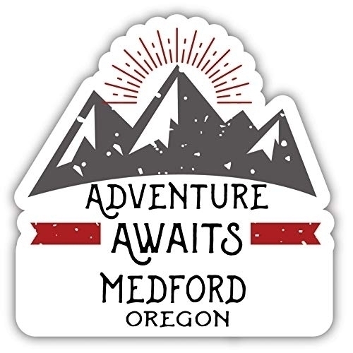 Medford Oregon Souvenir Decorative Stickers (Choose Theme And Size) - 4-Inch, Adventures Awaits