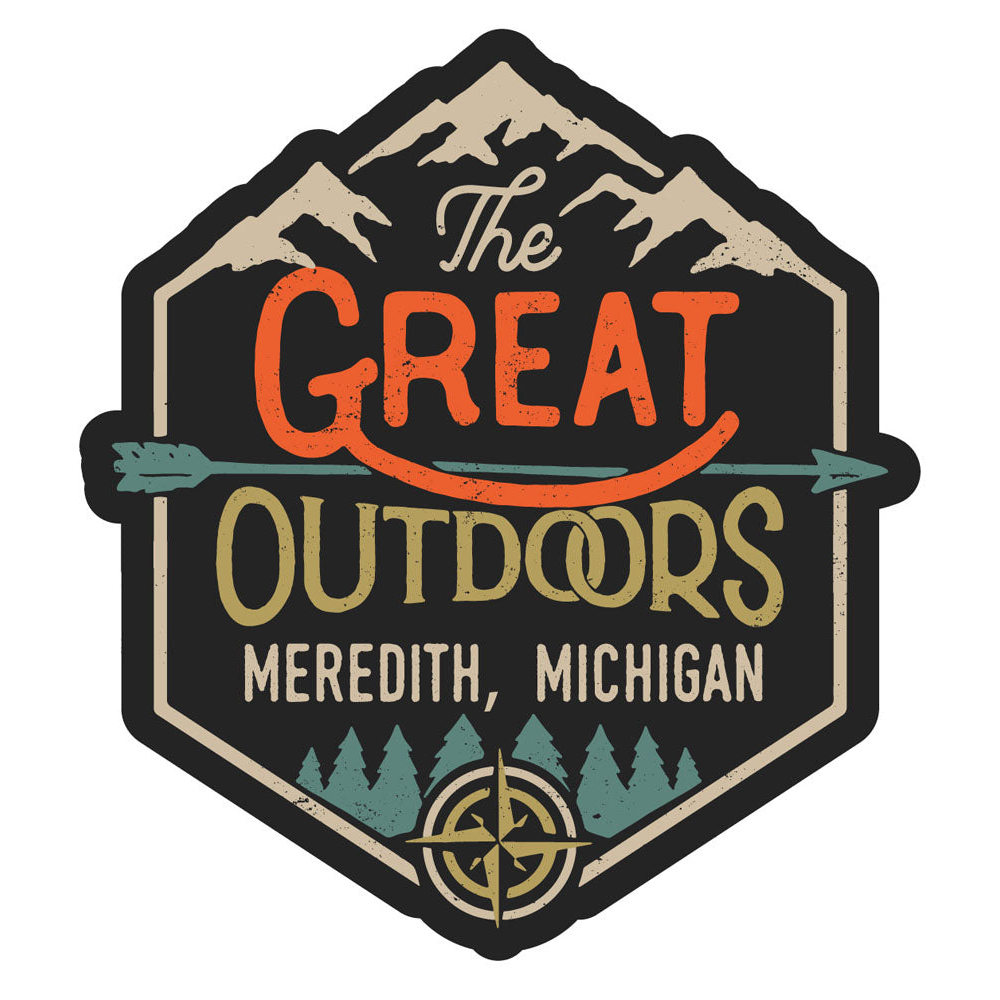 Meredith Michigan Souvenir Decorative Stickers (Choose Theme And Size) - 4-Inch, Great Outdoors