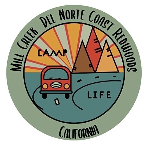 Mill Creek Del Norte Coast Redwoods California Souvenir Decorative Stickers (Choose Theme And Size) - 2-Inch, Camp Life