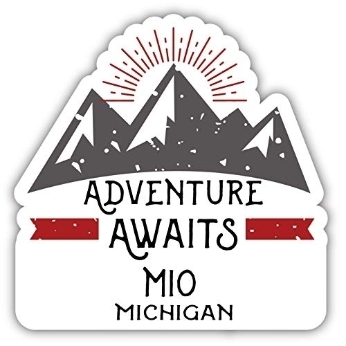 Mio Michigan Souvenir Decorative Stickers (Choose Theme And Size) - 4-Inch, Adventures Awaits