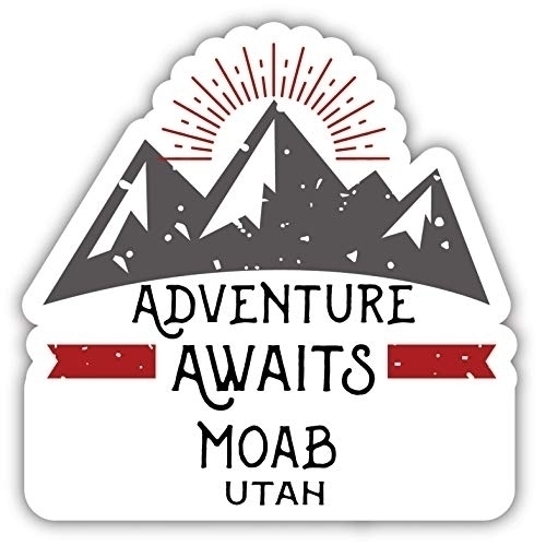 Moab Utah Souvenir Decorative Stickers (Choose Theme And Size) - 4-Inch, Adventures Awaits